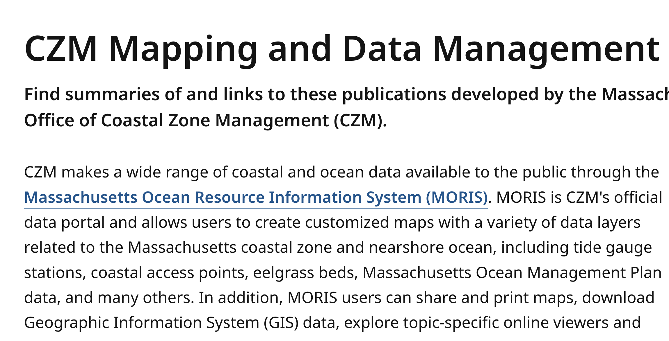 CZM Mapping and Data Management Publications
