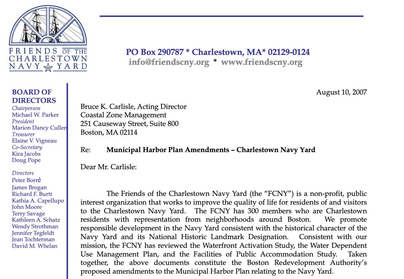 Municipal Harbor Plan FCNY-Michael Parker Aug-2007