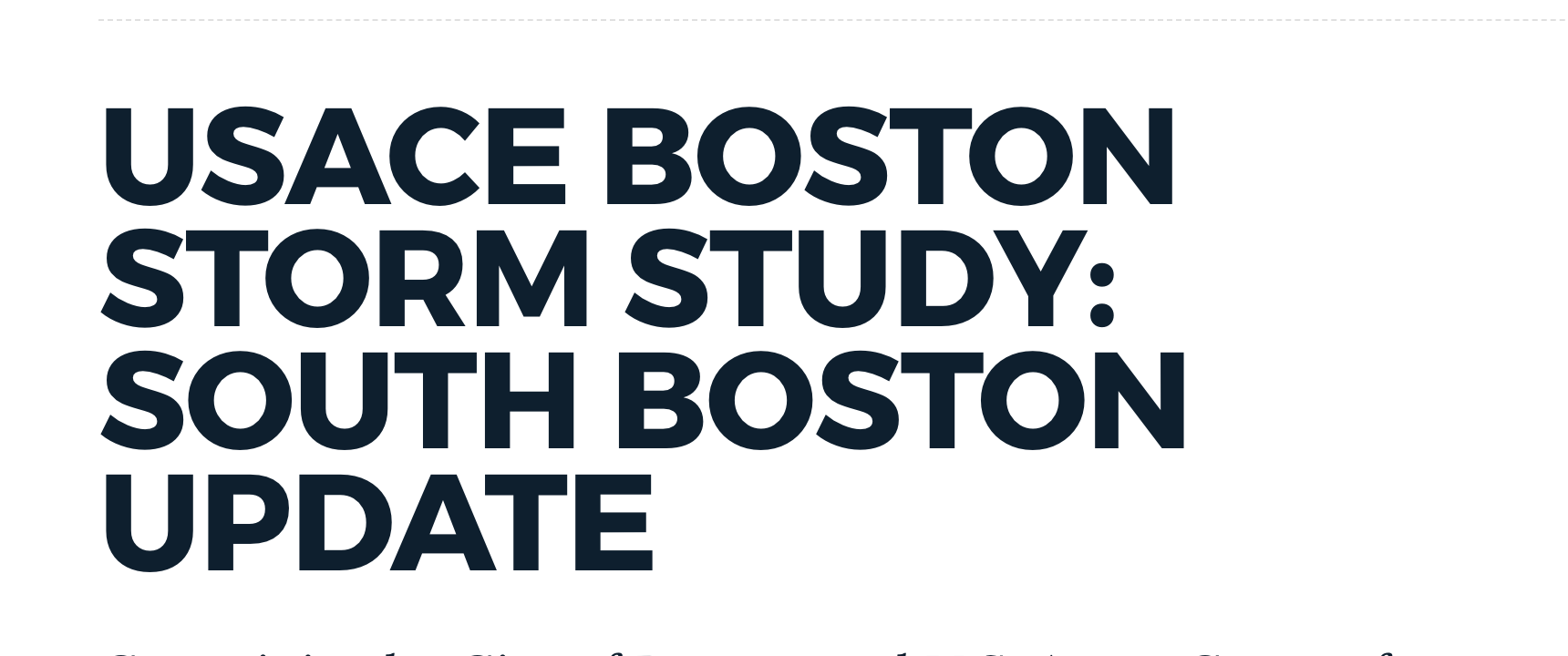 USACE Boston Storm Study: South Boston Update