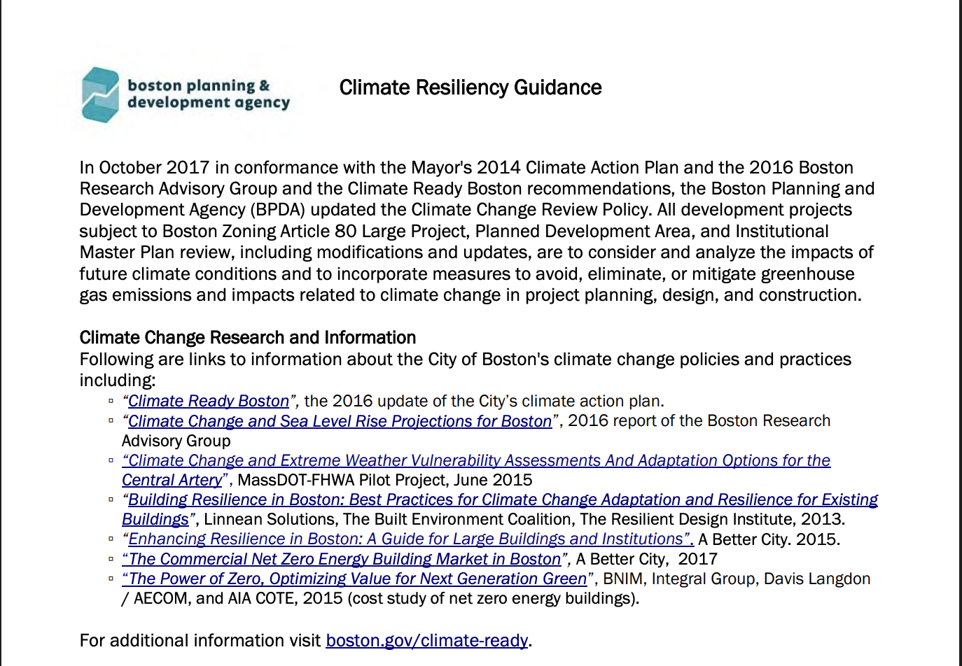 Climate Resiliency Guidance