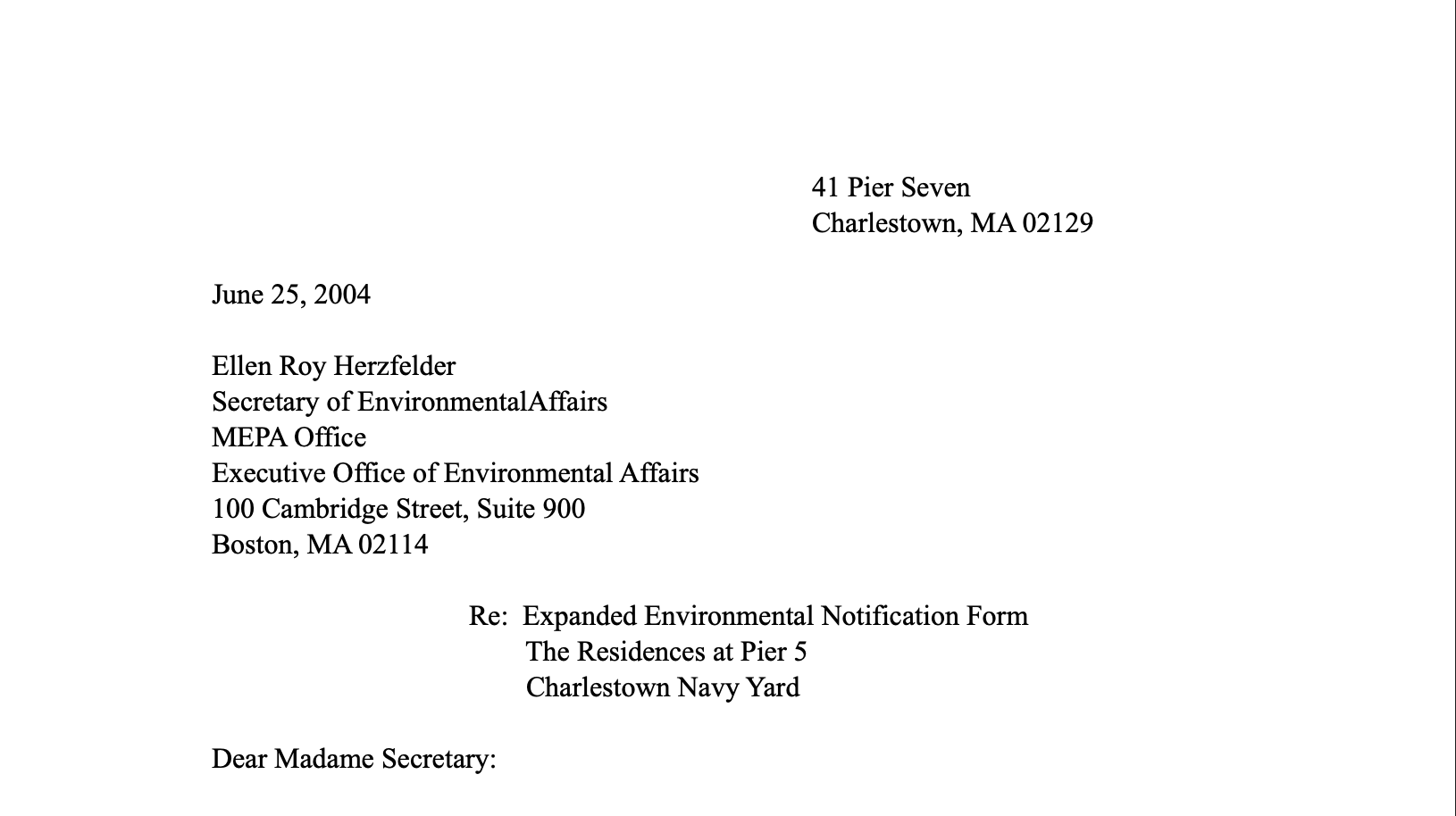 Former federal sub-cabinet official, Borre 2004 Expanded Environmental Notification Form